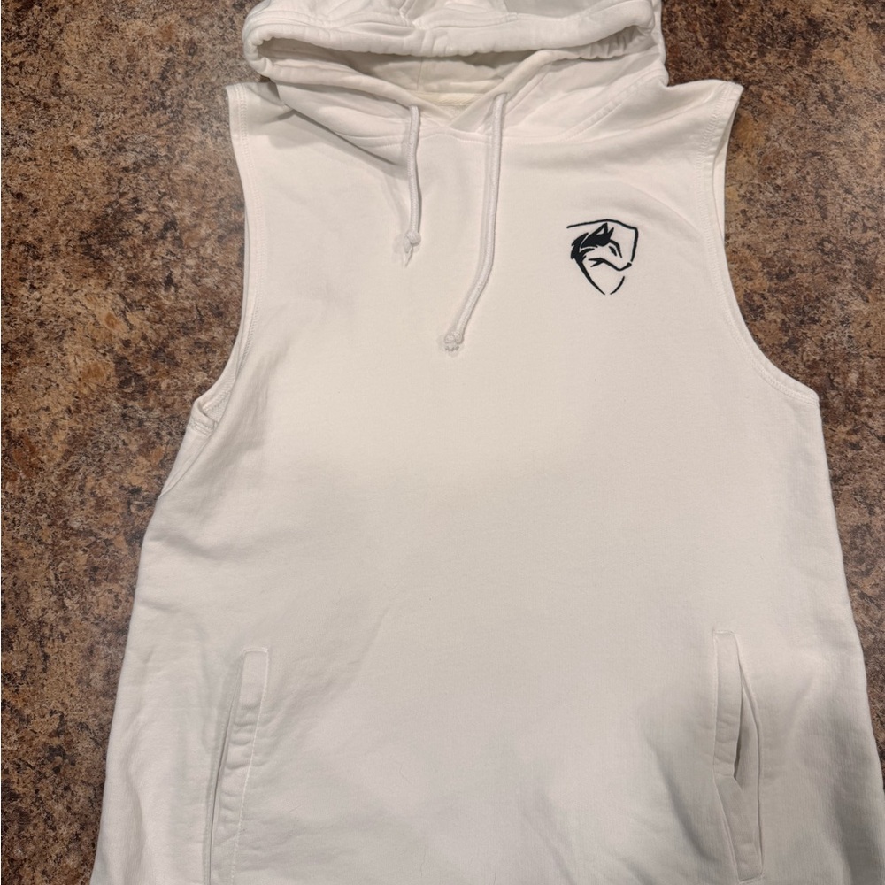 Alphalete White Sleeveless Hoodie Tank